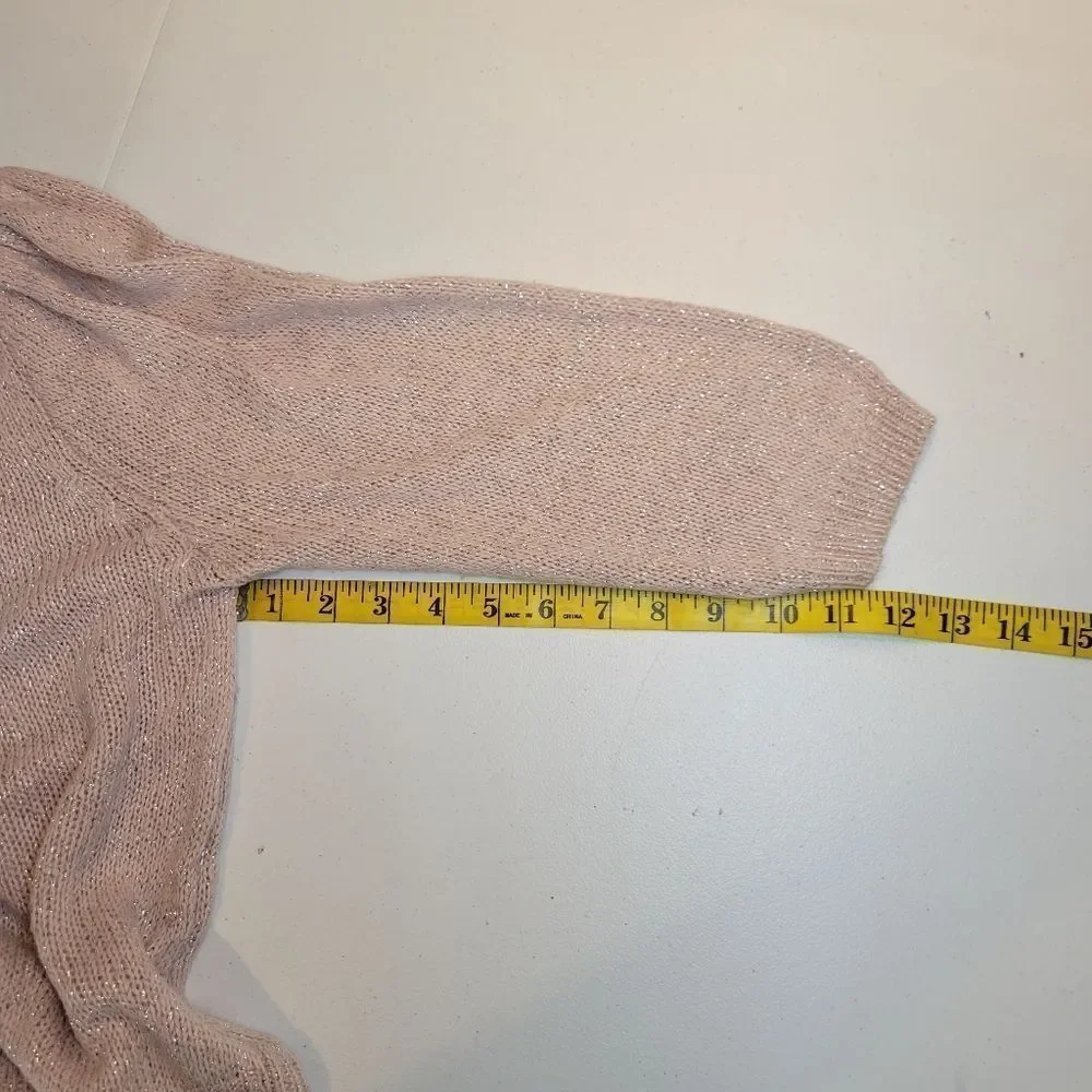 Stepping Stones Vintage Light Pink Silk Angora Blend Pearl Sequin Bow on Front - Picture 11 of 11